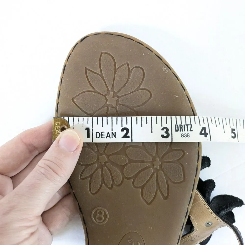 B.O.C. Born Concepts 8M Black Leather Slingback Flat Thong Sandals Flower Flats - Picture 15 of 15